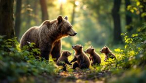 Heartwarming Moment Rescued Bear Family Takes First Steps Outdoors
